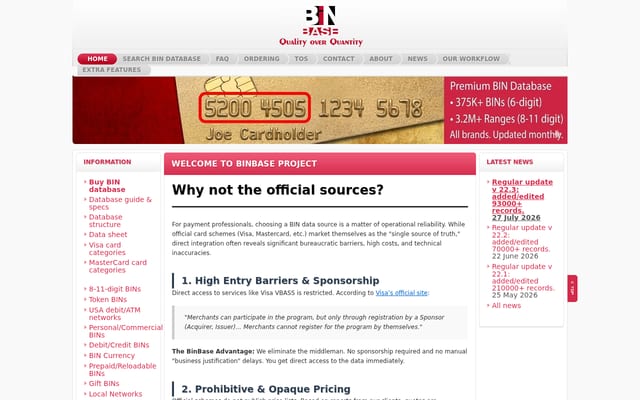 Screenshot of binbase.com