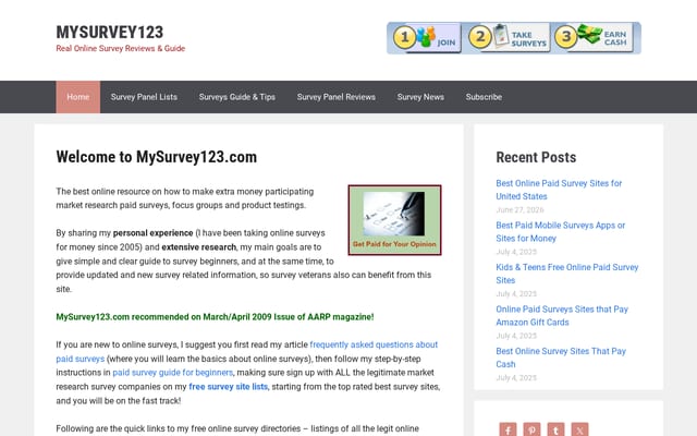 Screenshot of mysurvey123.com