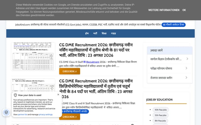 Screenshot of jobskind.com