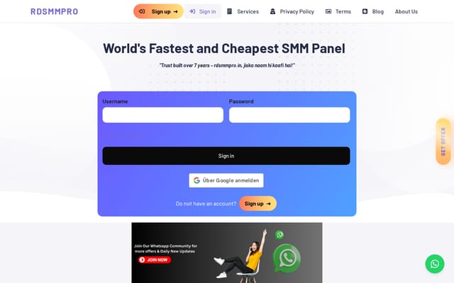 Screenshot of rdsmmpro.in