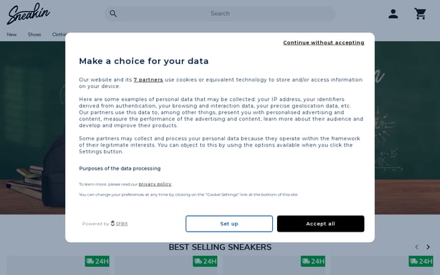 Screenshot of sneakin.co.uk