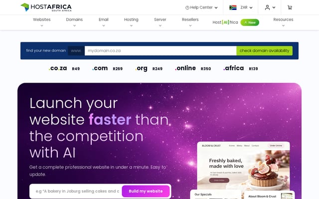 Screenshot of amplehosting.co.za