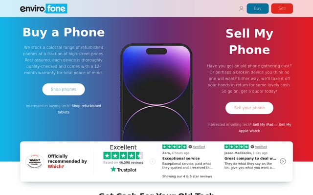 Screenshot of envirofone.com