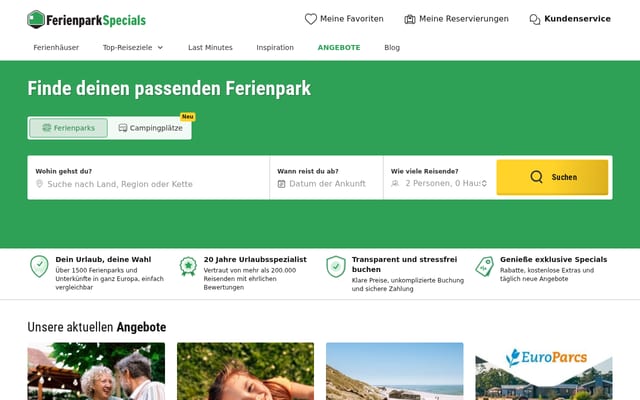Screenshot of ferienparkspecials.de