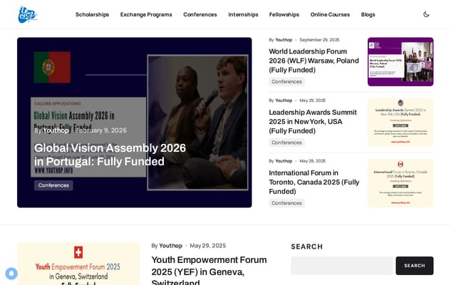 Screenshot of youthop.info