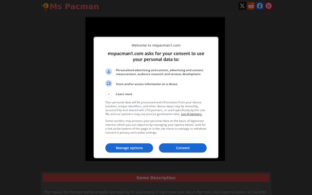 Screenshot of mspacman1.com