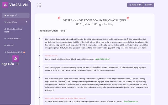 Screenshot of via2fa.vn