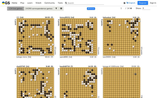 Screenshot of online-go.com