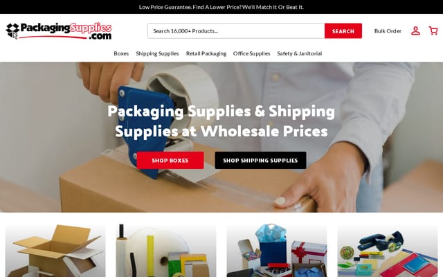 Screenshot of packagingsupplies.com