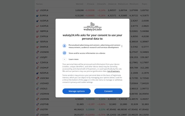 Screenshot of waluty24.info