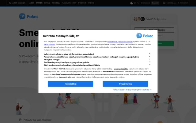 Screenshot of pokec.sk