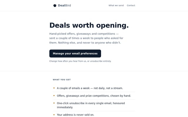 Screenshot of dealbird.co