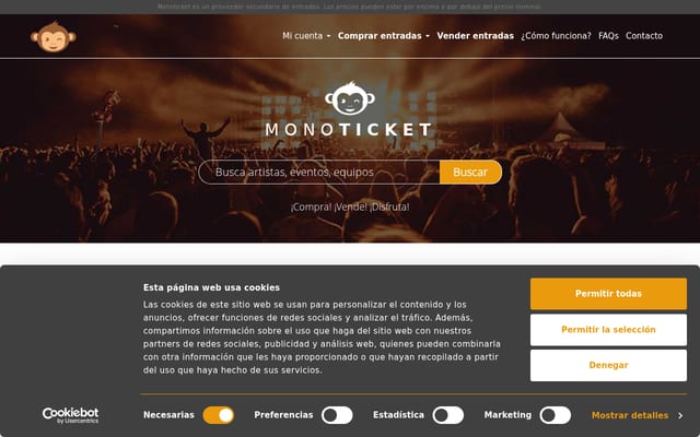 Screenshot of monoticket.com