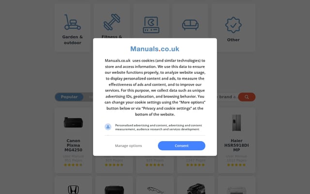 Screenshot of manuals.co.uk