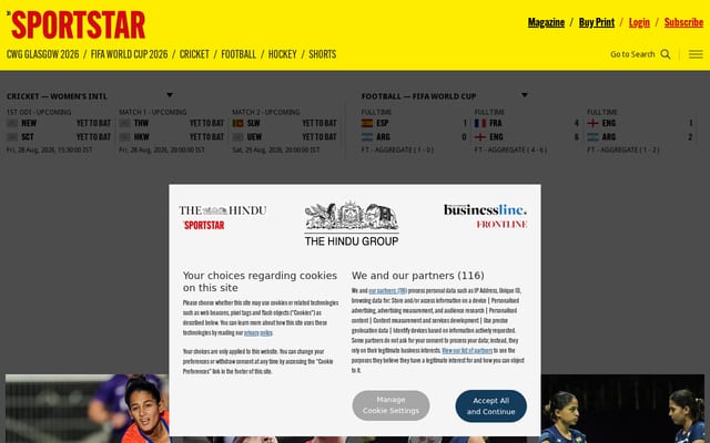 Screenshot of sportstarlive.com