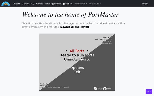 Screenshot of portmaster.games