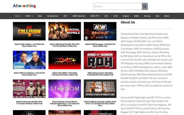 Screenshot of allwrestling.info