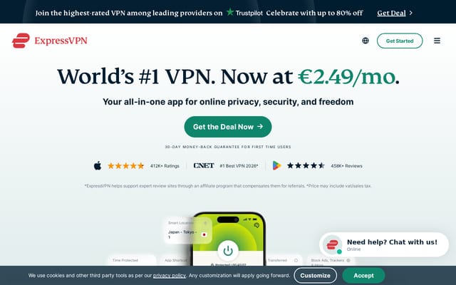 Screenshot of expressvpn.com