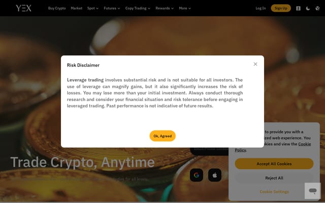 Screenshot of yex.io
