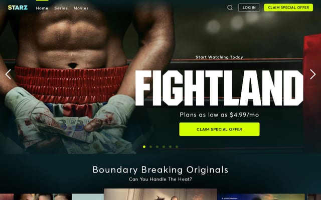 Screenshot of starz.com