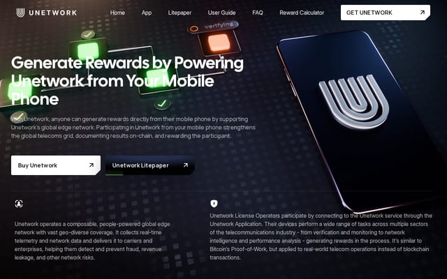 Screenshot of unitynodes.io