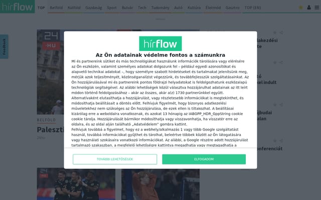 Screenshot of hirflow.hu