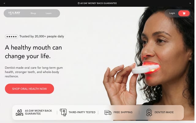 Screenshot of tryhealray.com