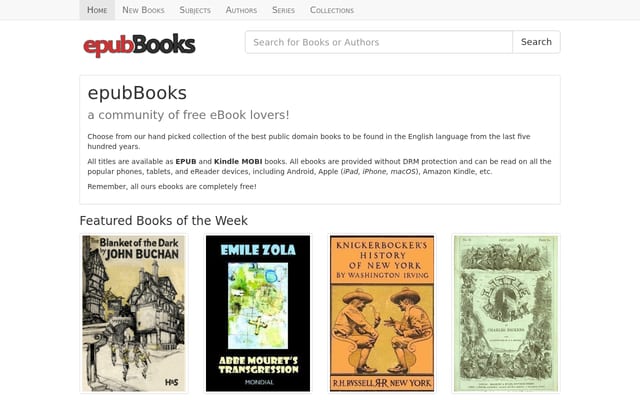 Screenshot of epubbooks.com