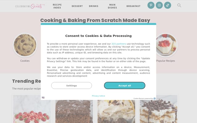 Screenshot of celebratingsweets.com
