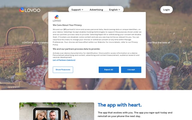 Screenshot of lovoo.com