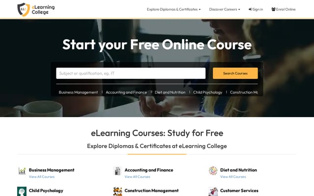 Screenshot of elearningcollege.com