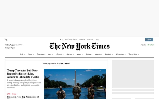 Screenshot of nytimes.com