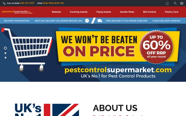 Screenshot of pestcontrolsupermarket.com