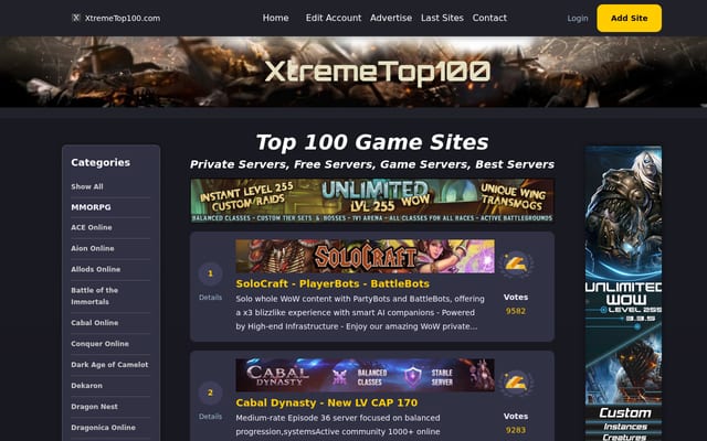 Screenshot of xtremetop100.com