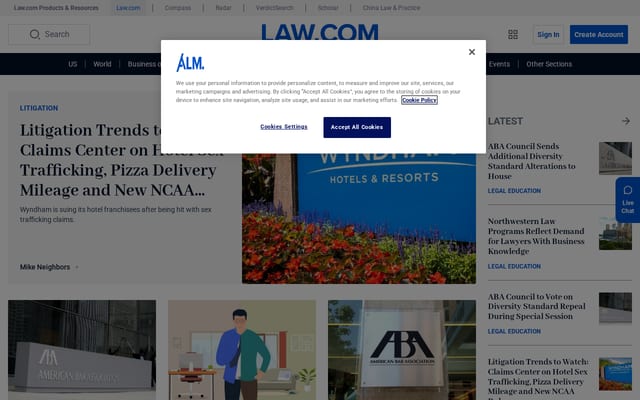 Screenshot of law.com