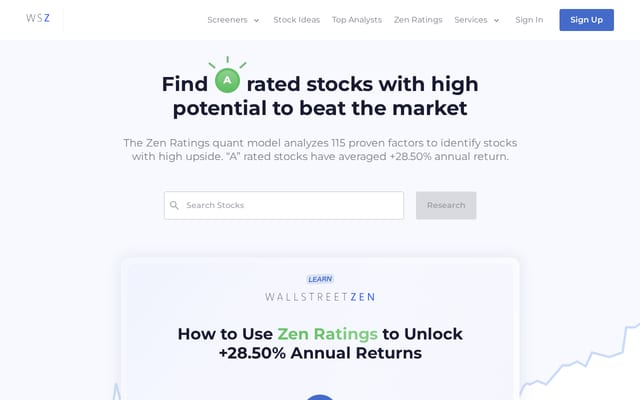Screenshot of wallstreetzen.com