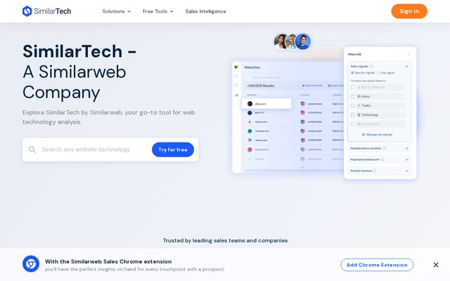 Screenshot of similartech.com