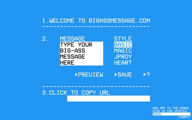 Screenshot of bigassmessage.com