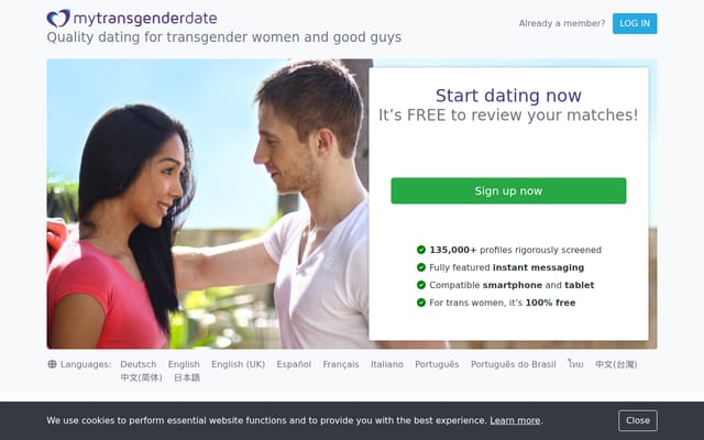 Screenshot of mytransgenderdate.com