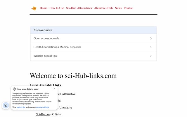Screenshot of sci-hub-links.com
