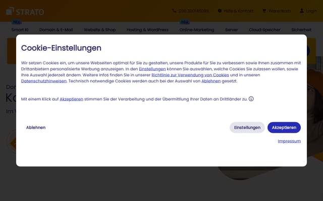 Screenshot of strato.de