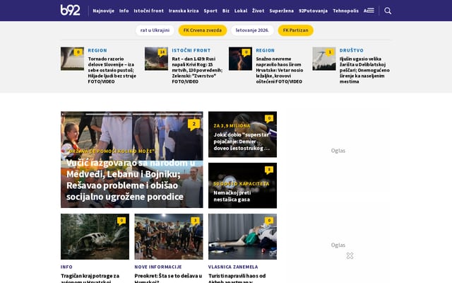 Screenshot of b92.net