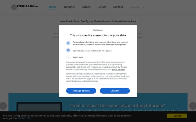 Screenshot of sense-lang.org