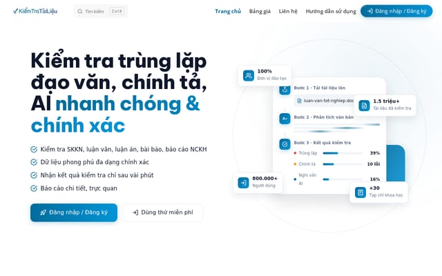 Screenshot of kiemtratailieu.vn