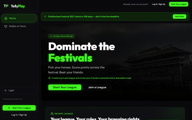 Screenshot of tollyplay.com