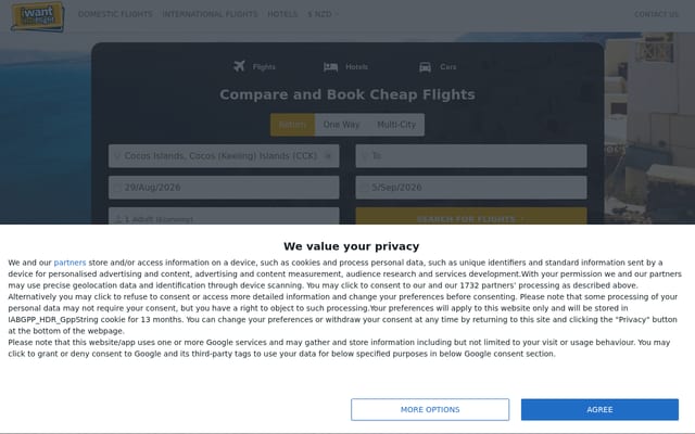 Screenshot of iwantthatflight.co.nz