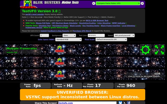 Screenshot of testufo.com