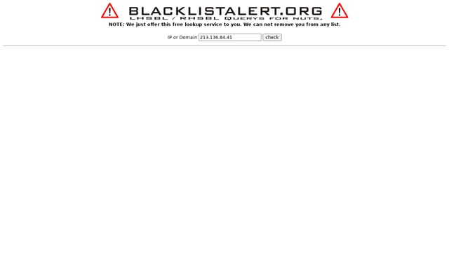 Screenshot of blacklistalert.org