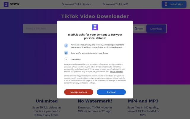 Screenshot of ssstik.io