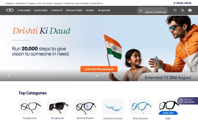 Screenshot of lenskart.com